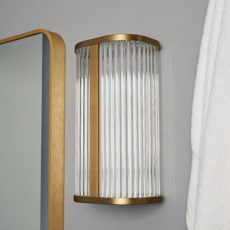 CGC ANAIS Satin Brass 8W LED Wall Light Ribbed Diffuser