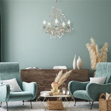 teal and cream living room