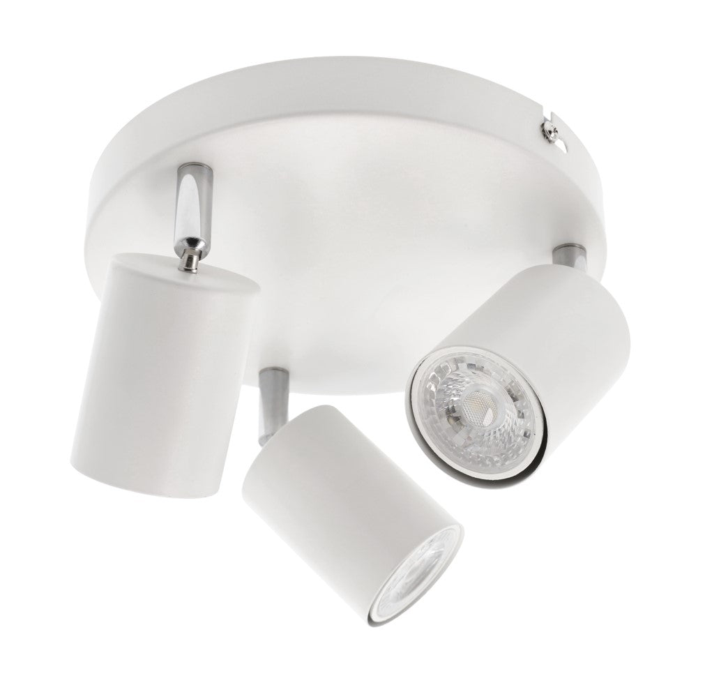 Light up your room with our Jack 3 Light Spotlight Plate, with 3 adjustable light heads allowing you to efficiently provide your space with personalised task lighting to resolve all your lighting needs. Finished in white, this retro inspired ceiling light adds a warm touch of colour to your room, creating the perfect accent lighting feature