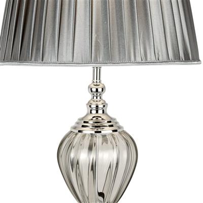 CGC GREYSON Table Lamp - Clear Glass & Pewter Pleated Shade