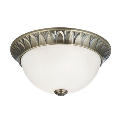 CGC NAPLES Antique Brass with Frosted Glass Shade LED Flush Light