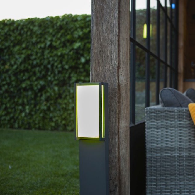 If you’re looking for a grander, more contemporary look for your home’s lighting system, take a browse through our dark grey rectangular colour changeable LED post light. This product boasts a darker colour, making sure that the appearance blends into the sophisticated design of your home. For a simpler way to bring discrete elegance to your home, consider our dark grey Marla post light with built in colour changing lights controlled by a simple app.