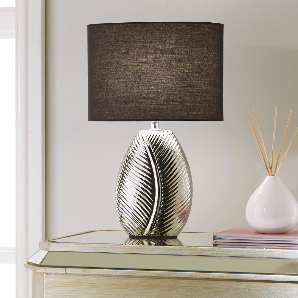 CGC MARI Silver Ceramic Table Lamp with Black Shade