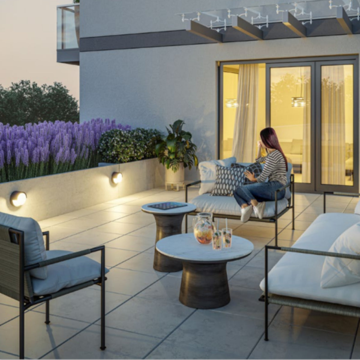 Sophia black and white round wall light is an modern simple fitting with a black polycarbonate body and opal diffuser. This stylish wall light is perfect for adding a pinch of modern flavour to doorways, sheds, patios, porch, driveways, garages, sheds, and more. This fitting is IP65 rated which makes it fully weatherproof light fitting.