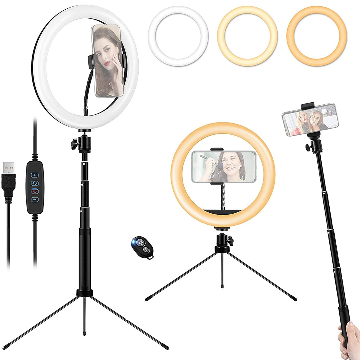 RINGO - CGC 10 Inch LED Ring Light With Detachable Selfie Stick