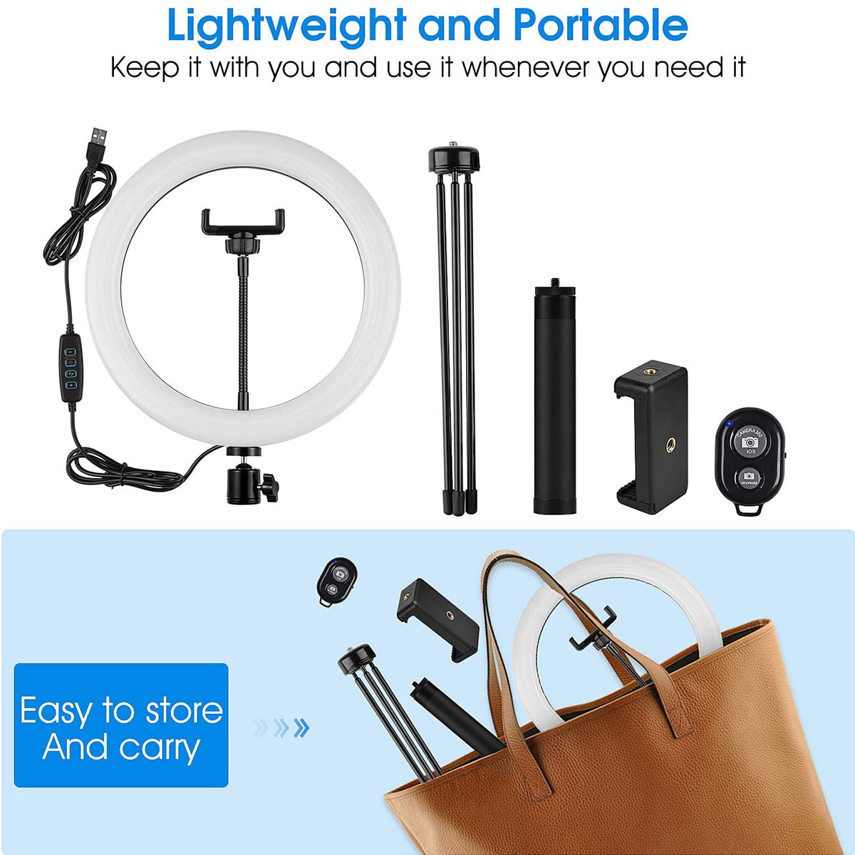 RINGO - CGC 10 Inch LED Ring Light With Detachable Selfie Stick