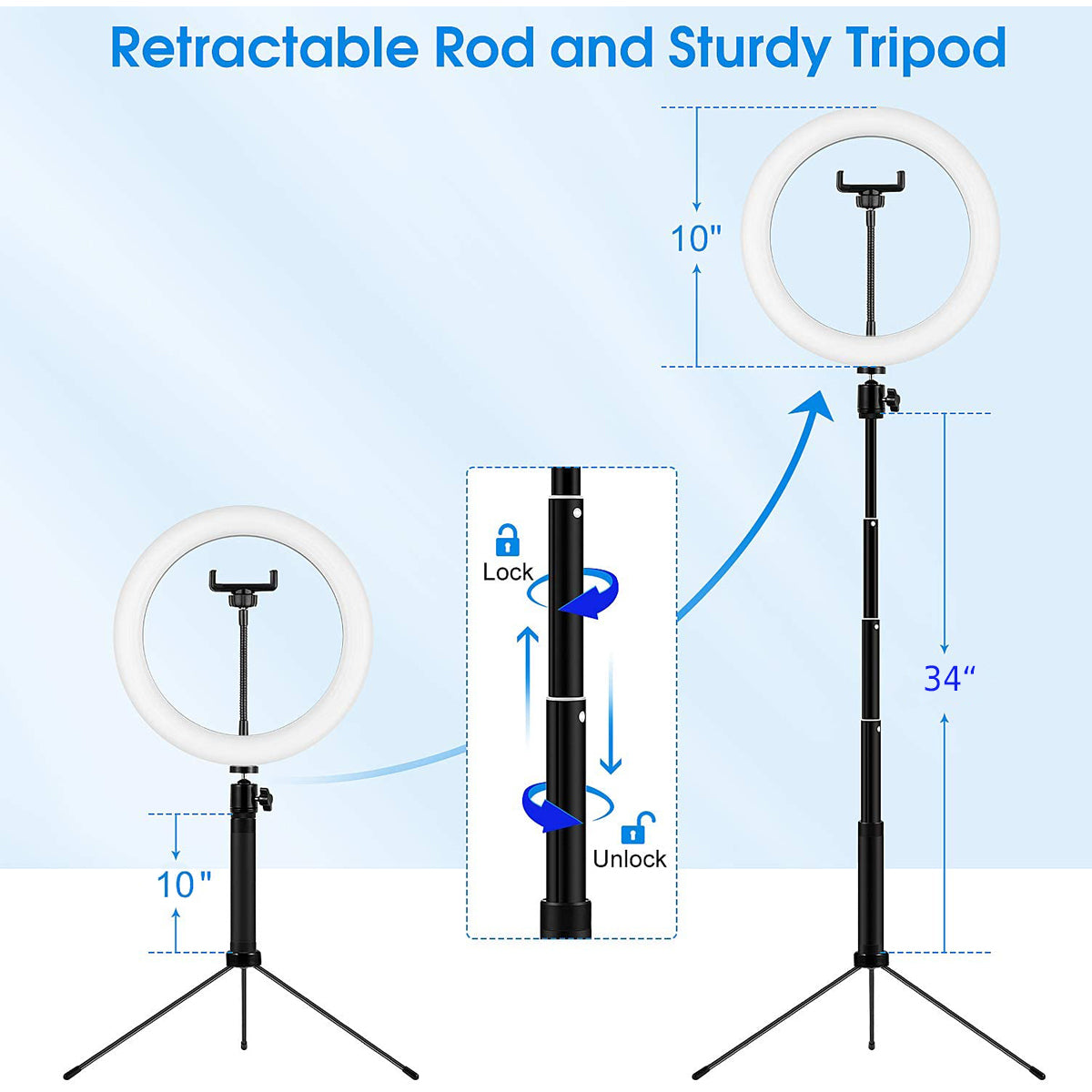 RINGO - CGC 10 Inch LED Ring Light With Detachable Selfie Stick