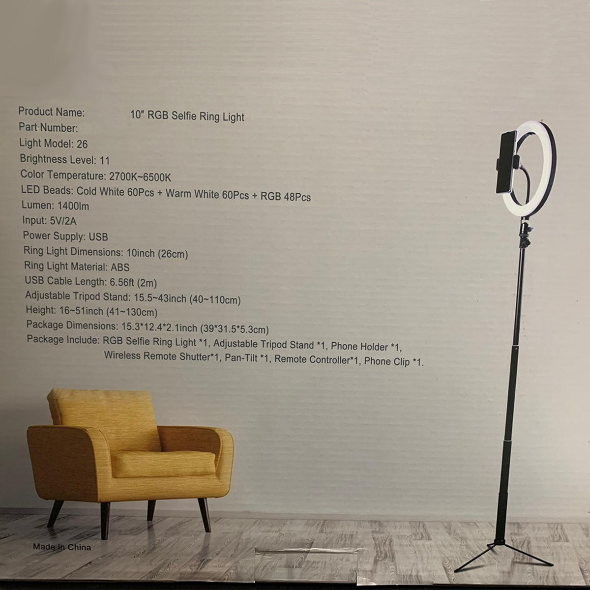 RINGO - CGC 10 Inch LED Ring Light With Detachable Selfie Stick