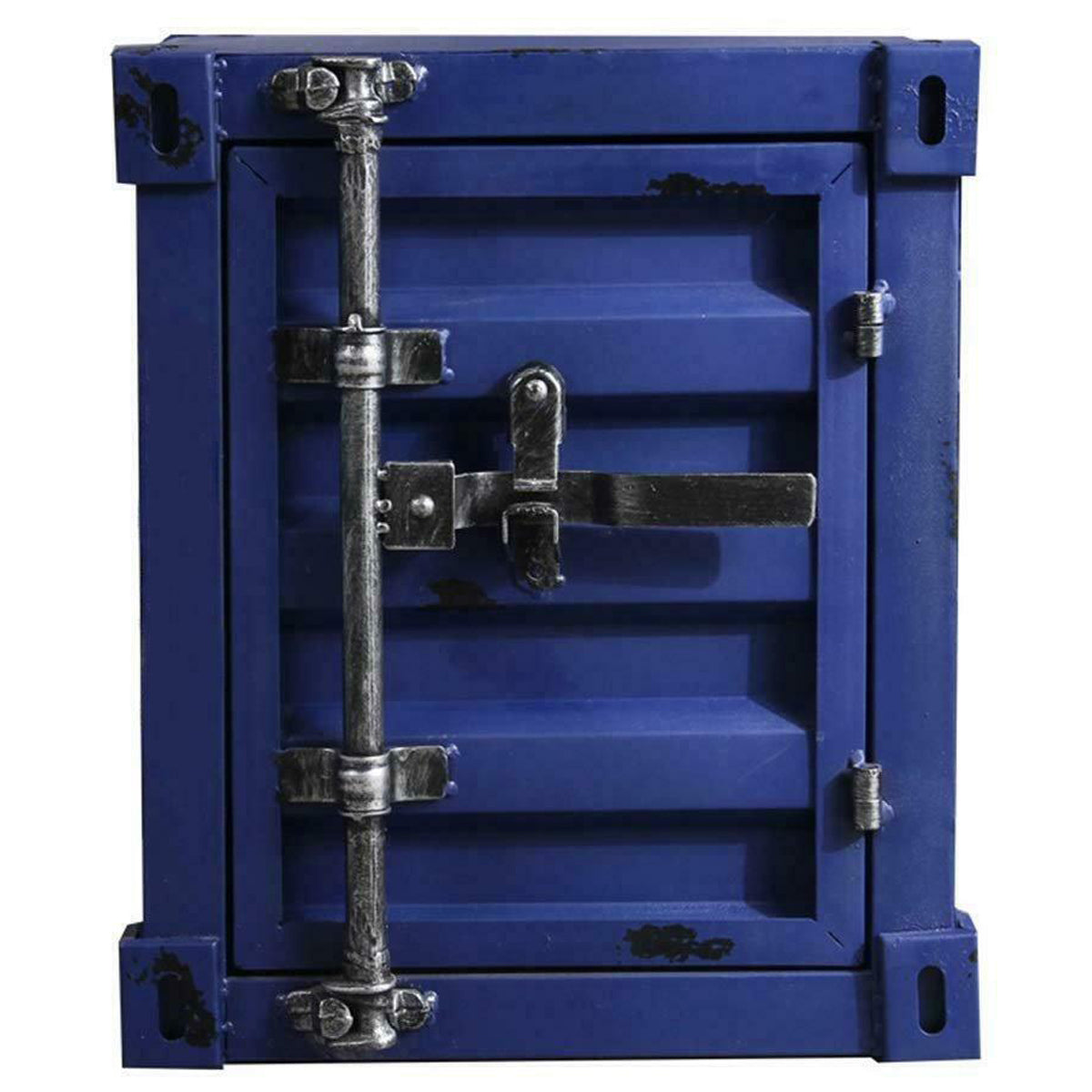 Retro Industrial Style Mini Shipping Container Side Table With Lockable Handle