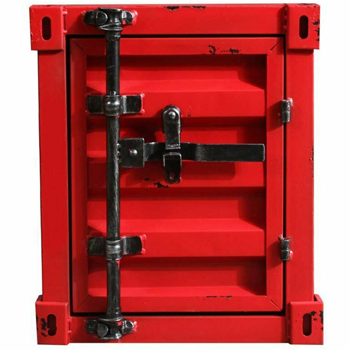 Retro Industrial Style Mini Shipping Container Side Table With Lockable Handle