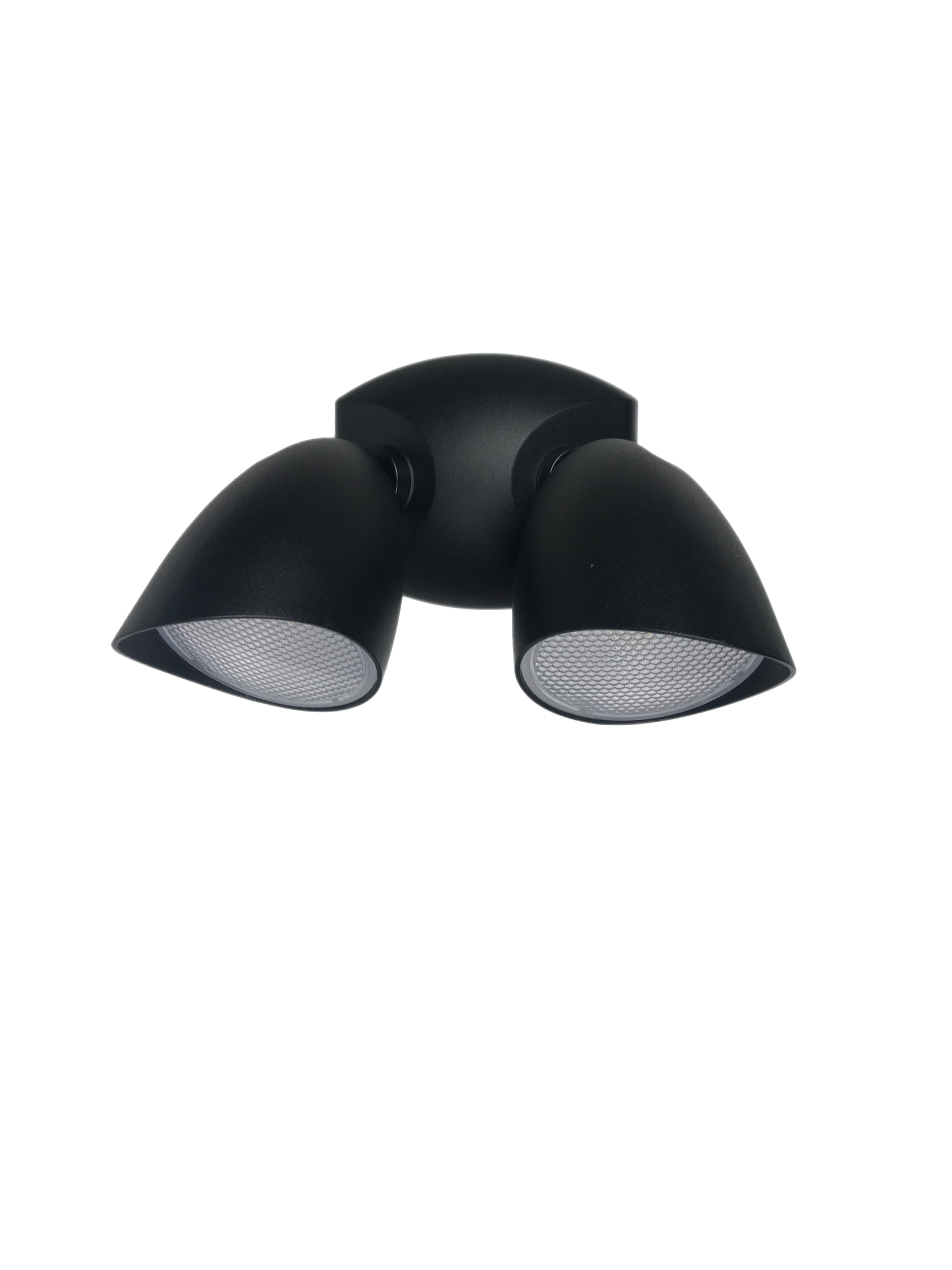 he Martha outdoor double spotlight is a stylish and fashionable outdoor solution for your home. It has a solid aluminium construction and a textured black surface. The easily adjustable heads of this outdoor wall lamp allow it to be used functionally for lighting paths and aesthetically decorate the walls of your home with a beautiful, bright glow. It is resistant to weather conditions and has an IP 54 rating.