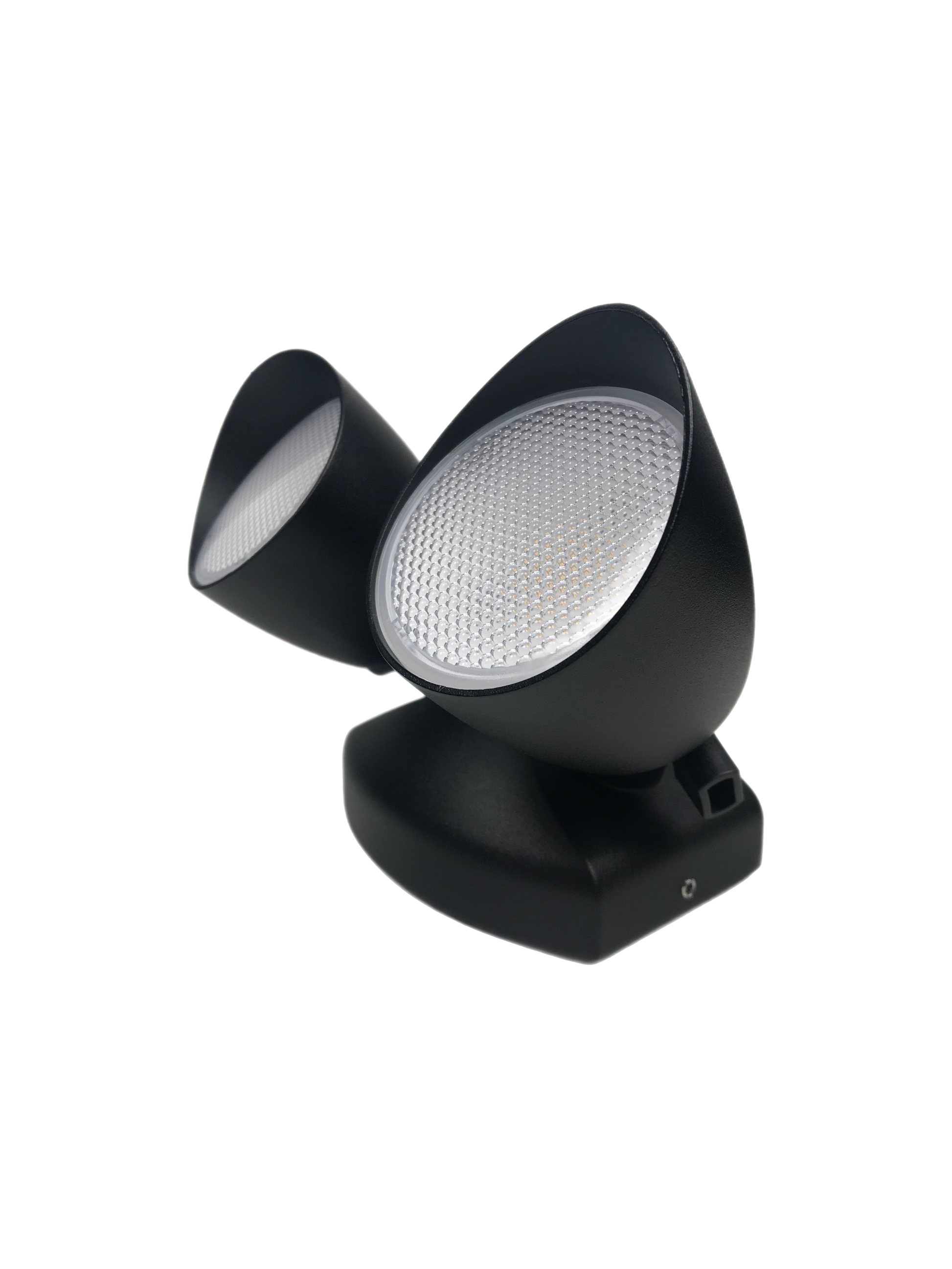 he Martha outdoor double spotlight is a stylish and fashionable outdoor solution for your home. It has a solid aluminium construction and a textured black surface. The easily adjustable heads of this outdoor wall lamp allow it to be used functionally for lighting paths and aesthetically decorate the walls of your home with a beautiful, bright glow. It is resistant to weather conditions and has an IP 54 rating.