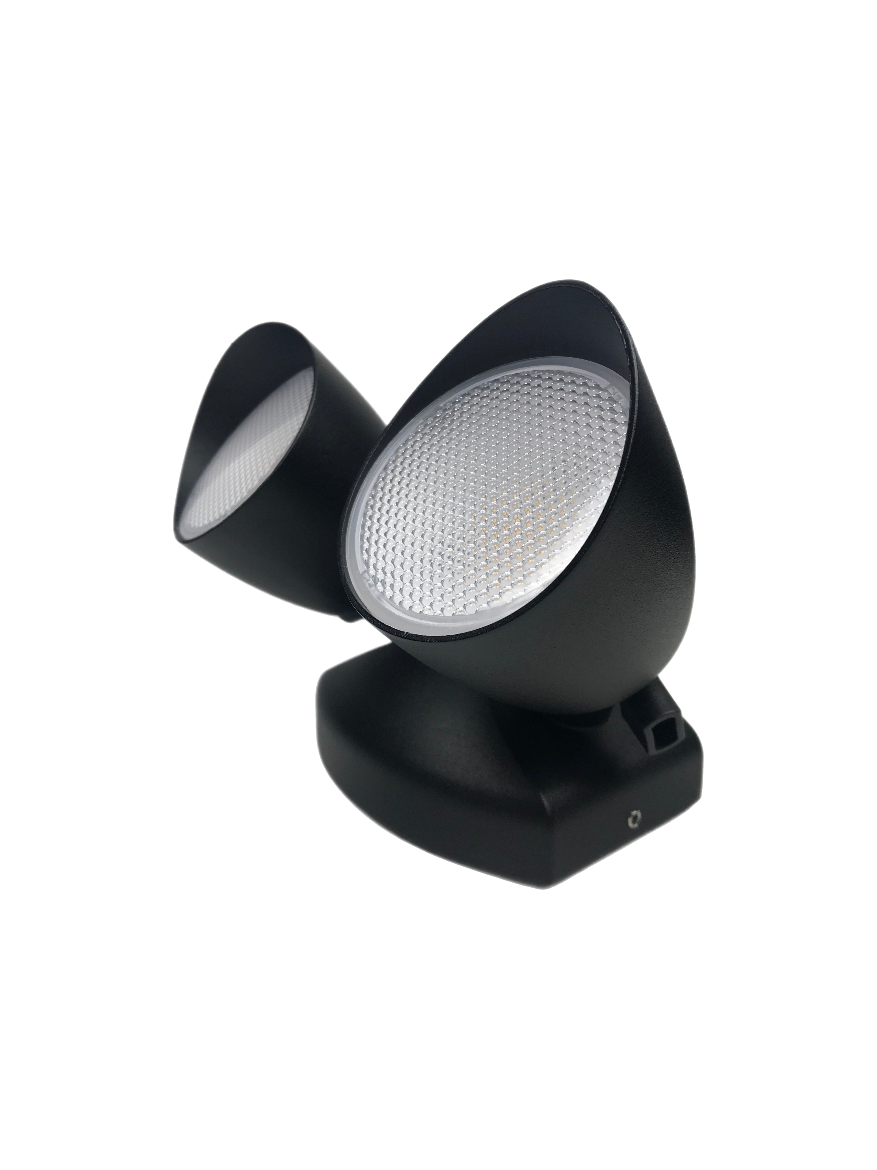 he Martha outdoor double spotlight is a stylish and fashionable outdoor solution for your home. It has a solid aluminium construction and a textured black surface. The easily adjustable heads of this outdoor wall lamp allow it to be used functionally for lighting paths and aesthetically decorate the walls of your home with a beautiful, bright glow. It is resistant to weather conditions and has an IP 54 rating.