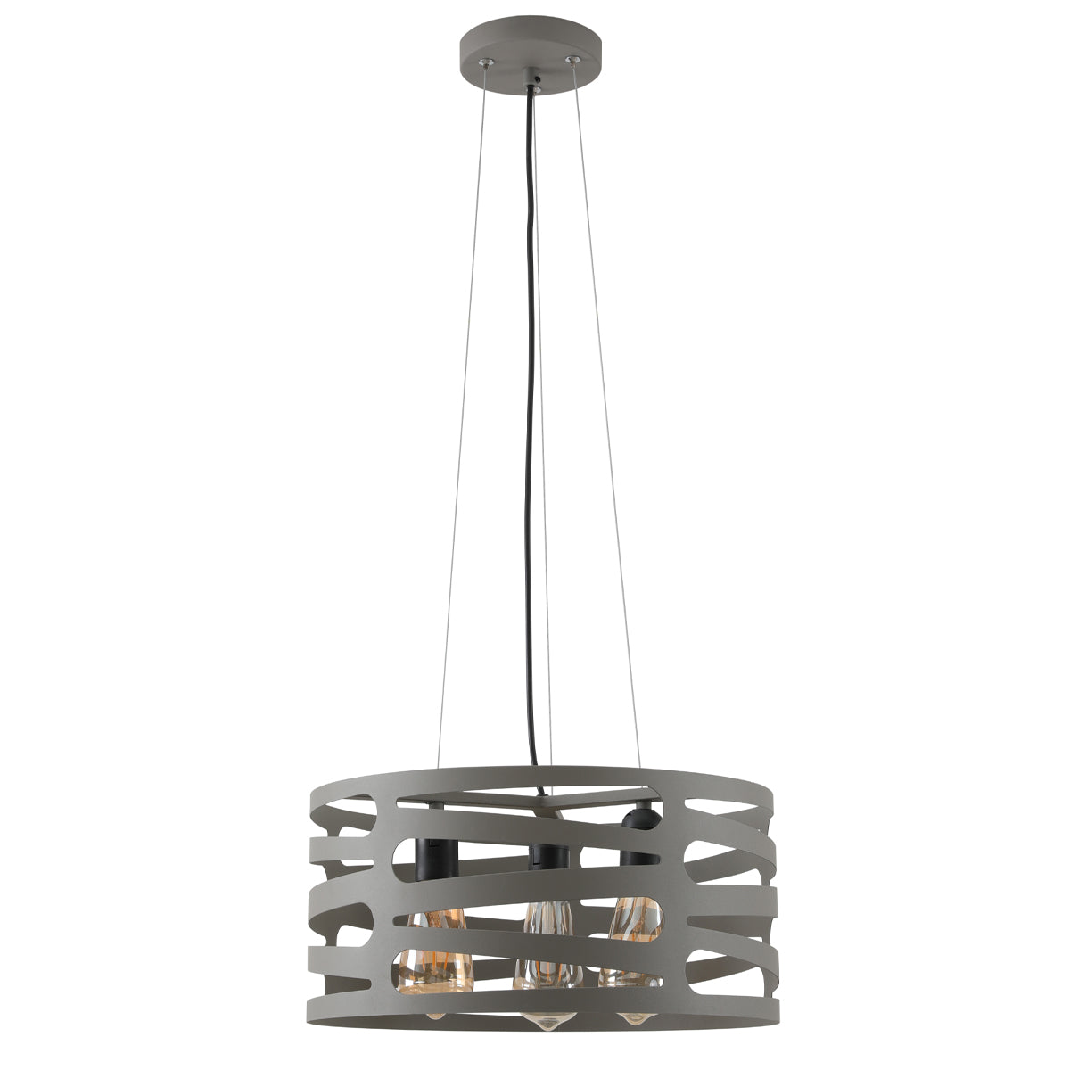 Our Marissa pendant ceiling Light is a strikingly beautiful fitting modern and contemporary in its appearance. This pendant light is constructed from a metal circular shade with laser cut outs and comes complete with a black adjustable cord and matching ceiling rose. When lit this light creates something spectacular as the light shines through the cut out shapes.