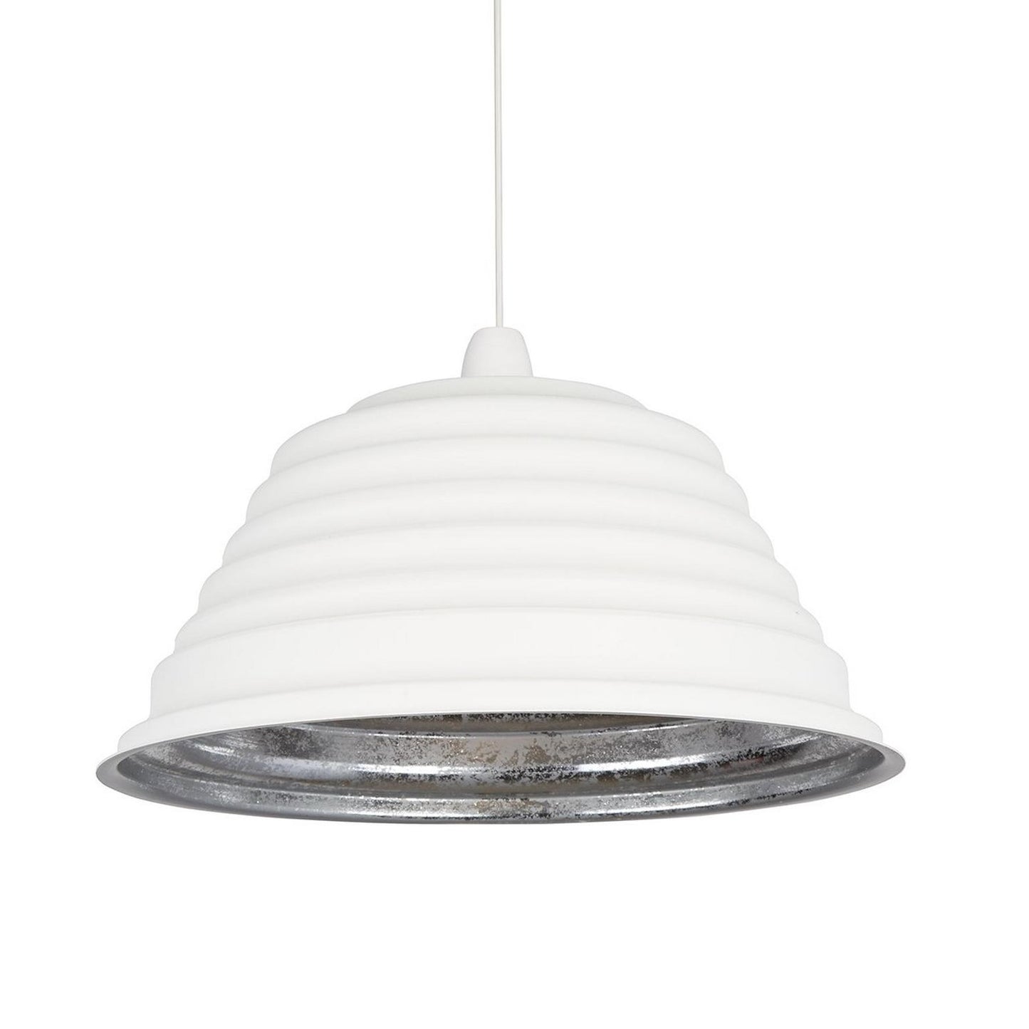 CGC RIBBED White Metal Ribbed Lampshade Easy Fit Pendant Light Shade