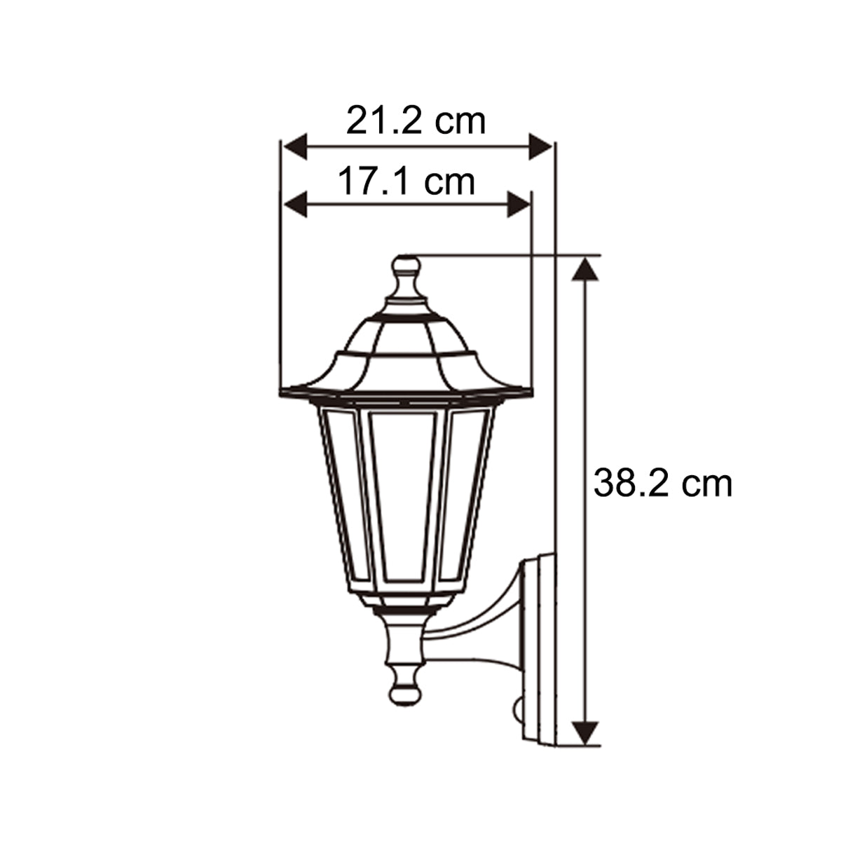 CGC YASMIN Black Outdoor Traditional Lantern Style Wall Light With Motion Sensor