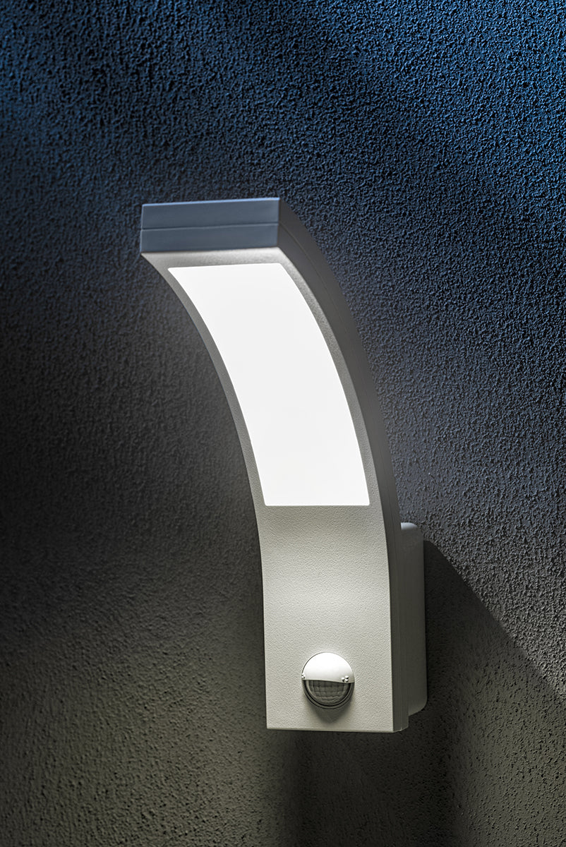 CGC PARIS White LED Curved Outdoor Wall Light With Motion Sensor