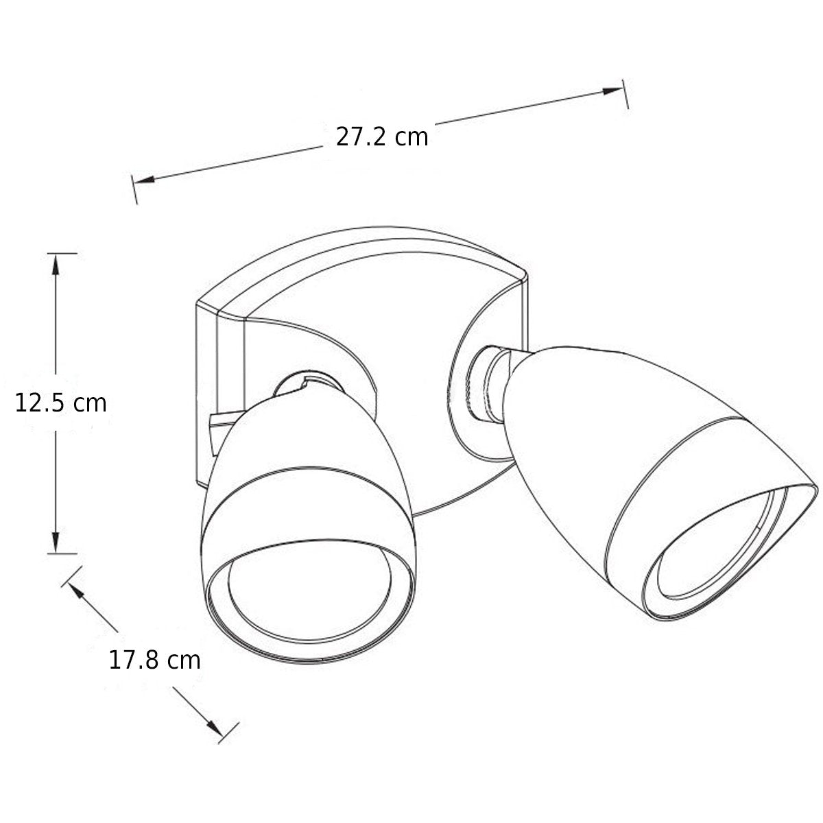 he Martha outdoor double spotlight is a stylish and fashionable outdoor solution for your home. It has a solid aluminium construction and a textured black surface. The easily adjustable heads of this outdoor wall lamp allow it to be used functionally for lighting paths and aesthetically decorate the walls of your home with a beautiful, bright glow. It is resistant to weather conditions and has an IP 54 rating.