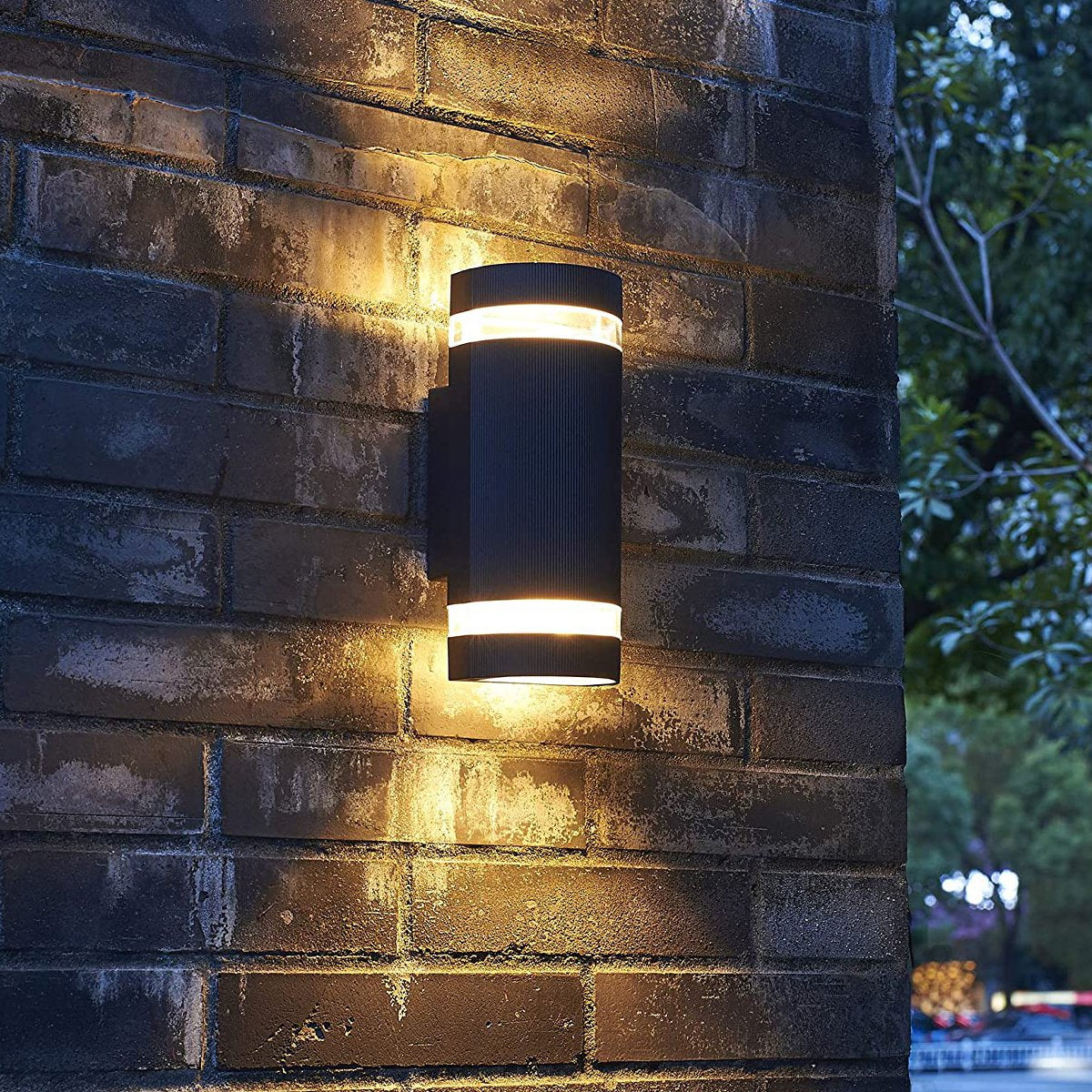 CGC SILVIA Black Curved Up Down Outdoor Wall Two Light