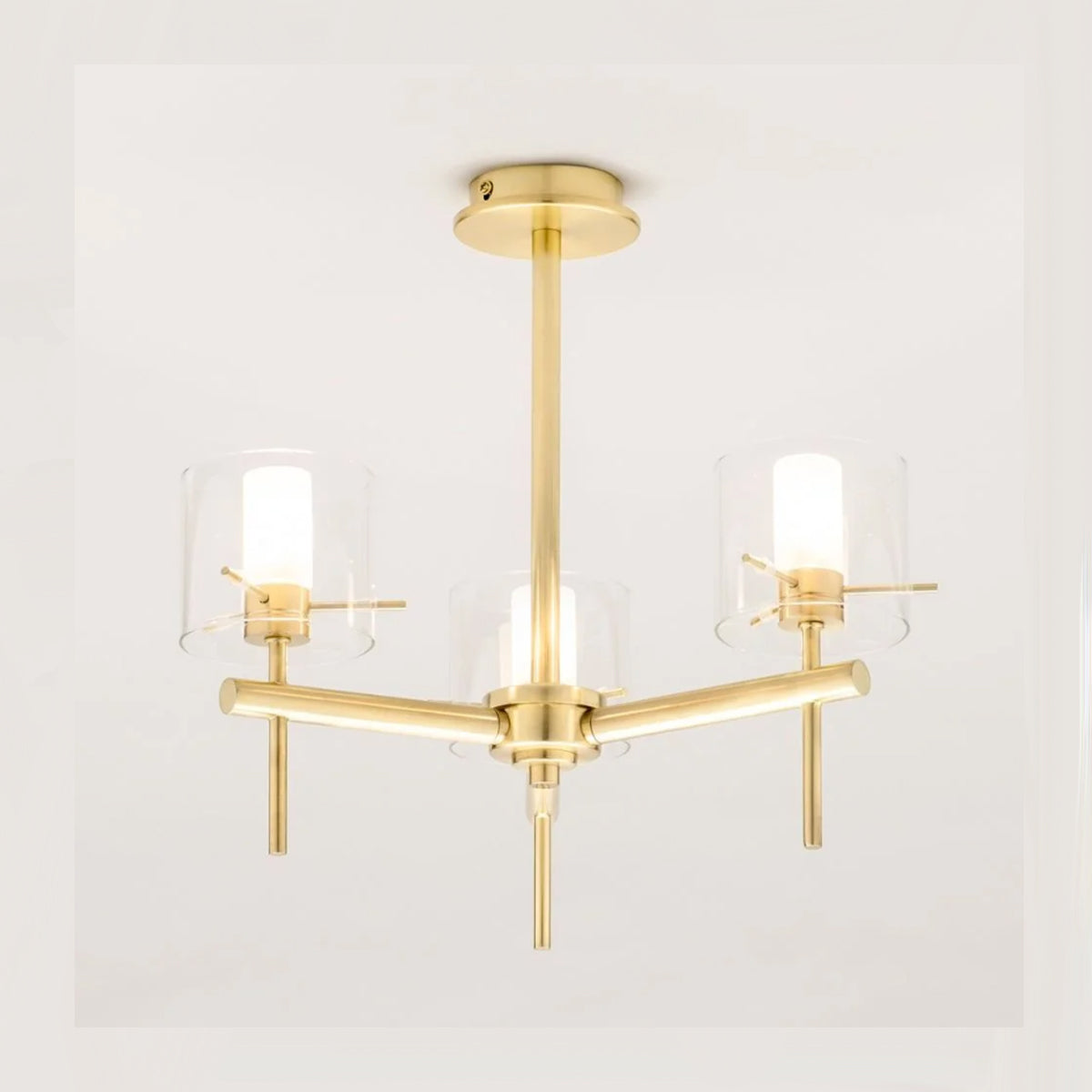 CGC RILEY Satin Brass & Glass Cylinder Ceiling Light