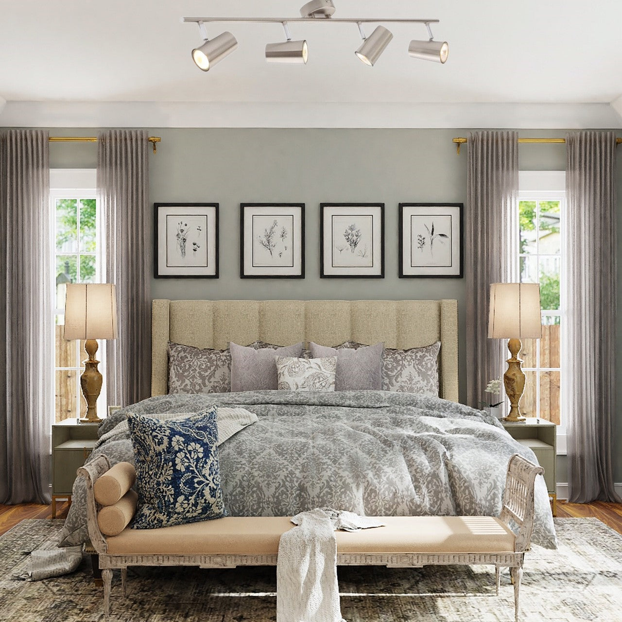 CGC LAYLA Adjustable Satin Nickel 4 Spotlight Ceiling Bar