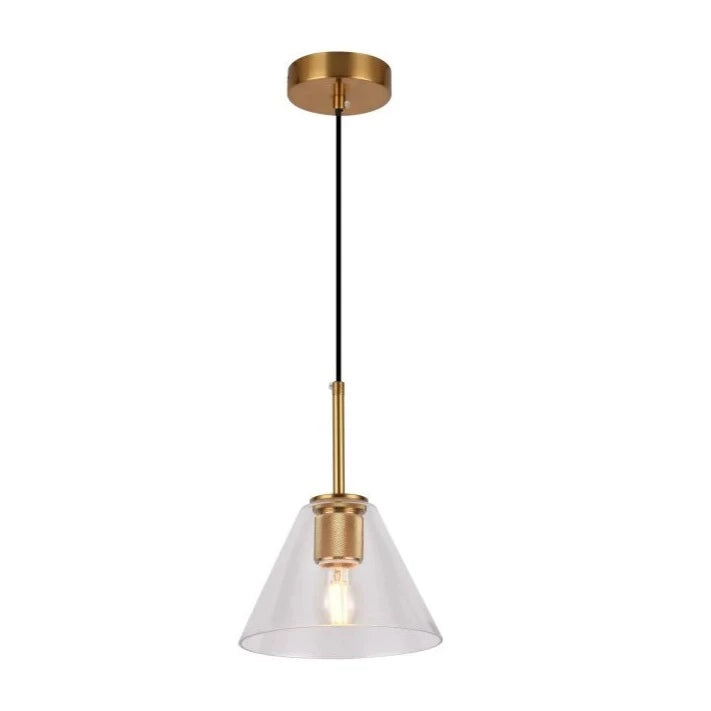 Our Cree pendant light is a stylish addition suitable for every room, its gold glass conical body with matching gold ceiling rose and cable creates an amazing feature on any ceiling and gives a golden finish that warms up the room . The lamp looks great with a filament light bulb, especially in industrial and modern interiors