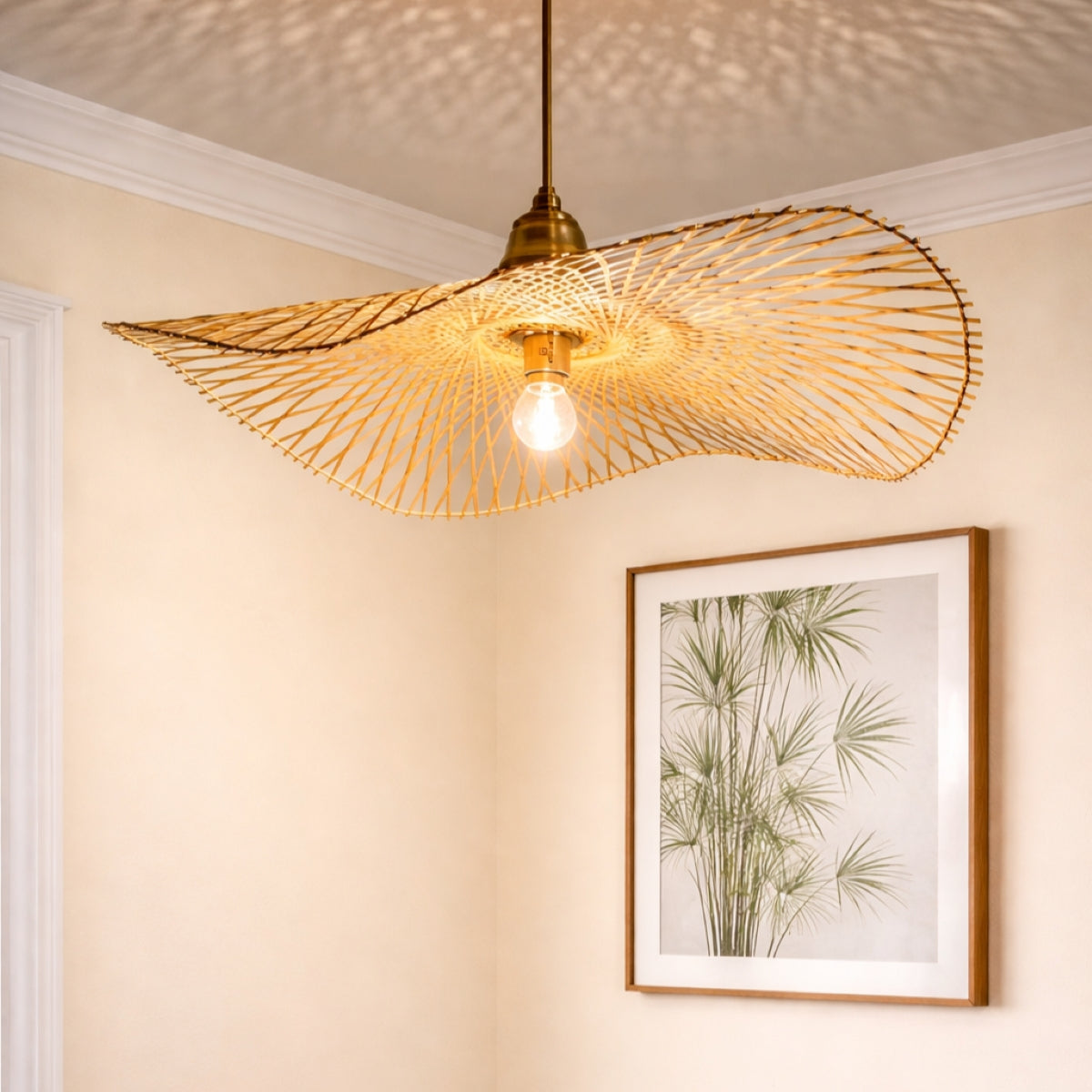light with bamboo shade in modern setting