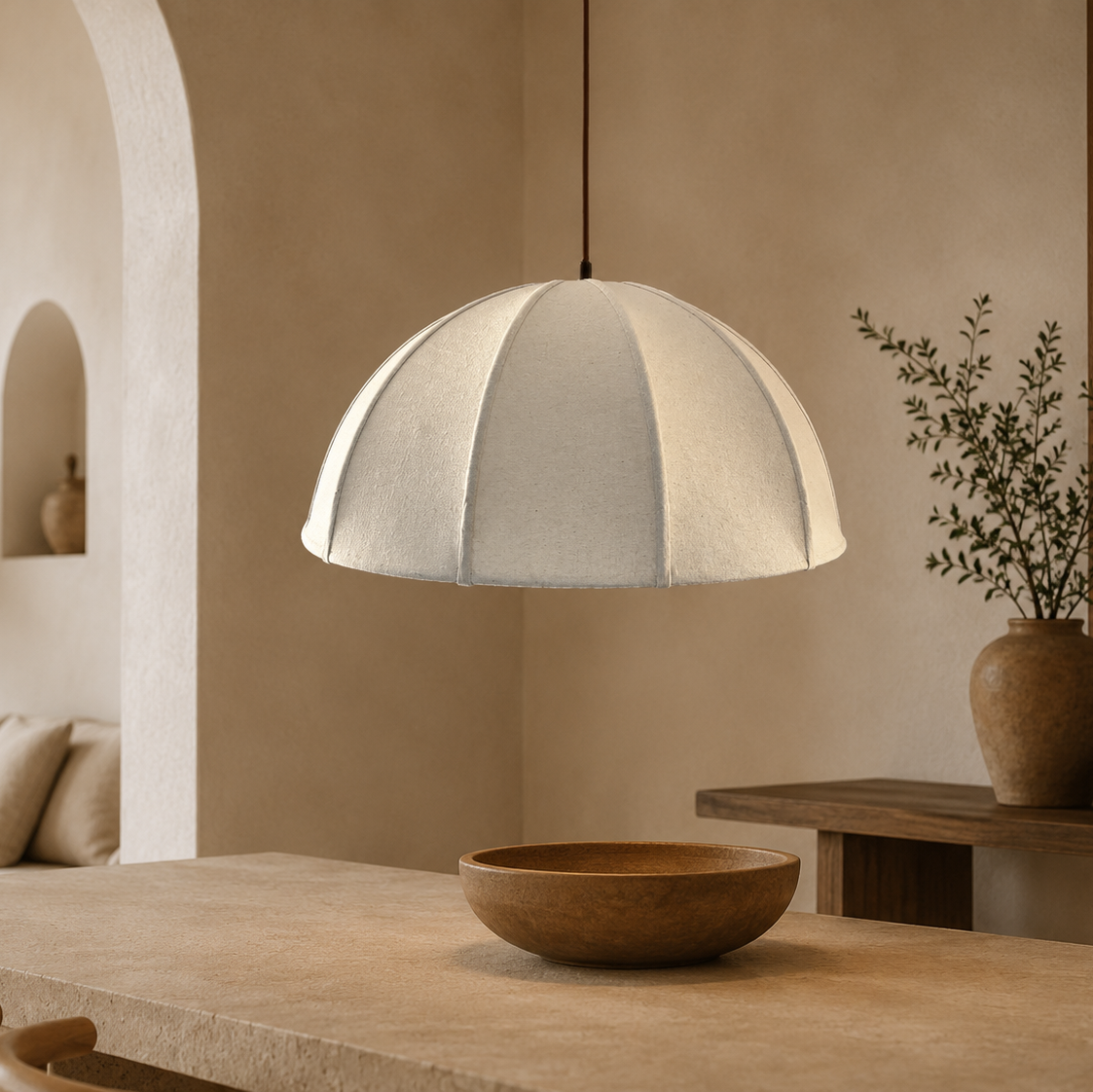 CGC Alessia Oatmeal Linen 50cm Dome Lampshade Hand Made Easy Fit