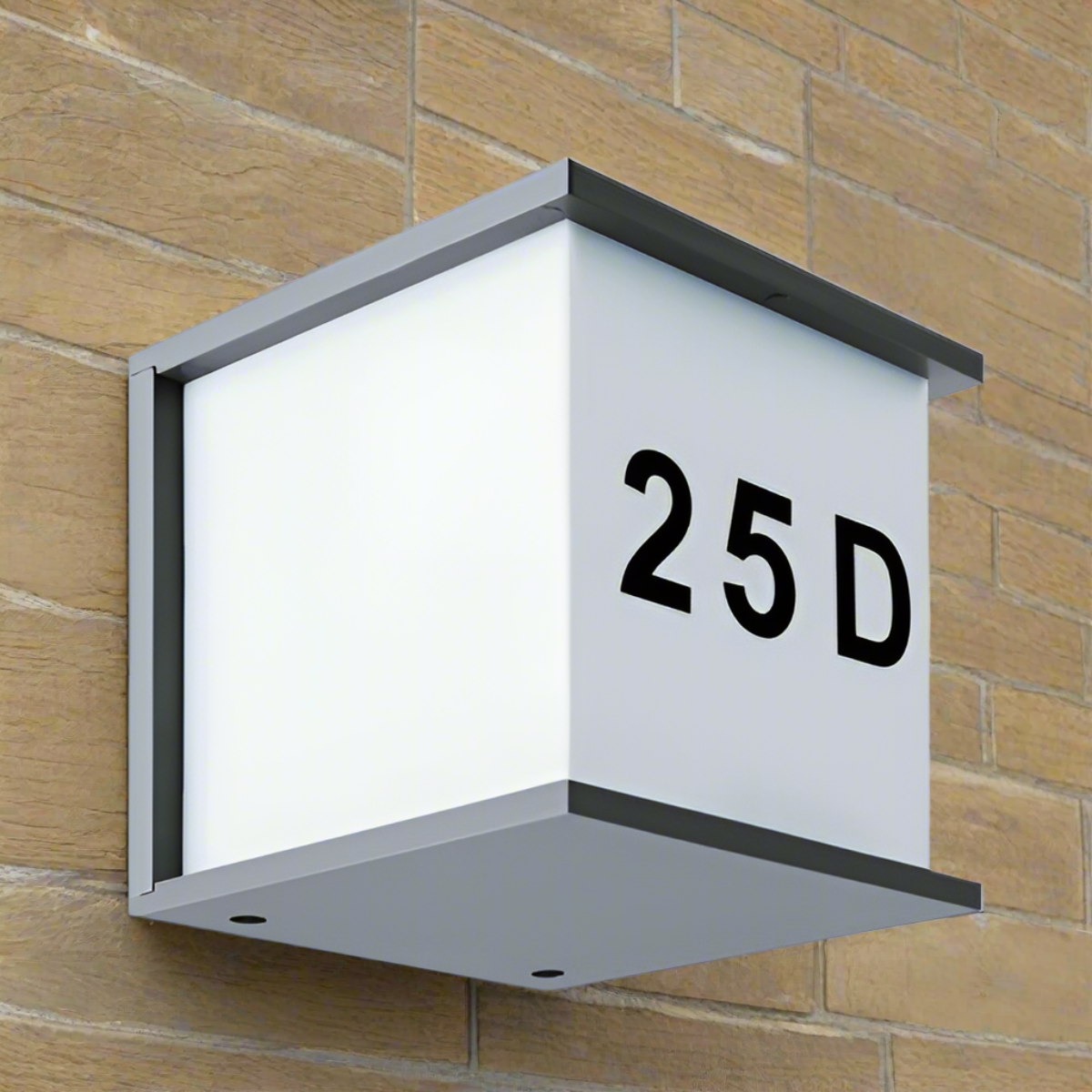 CGC JUNE Grey Outdoor Cube Wall Light With House Number IP54