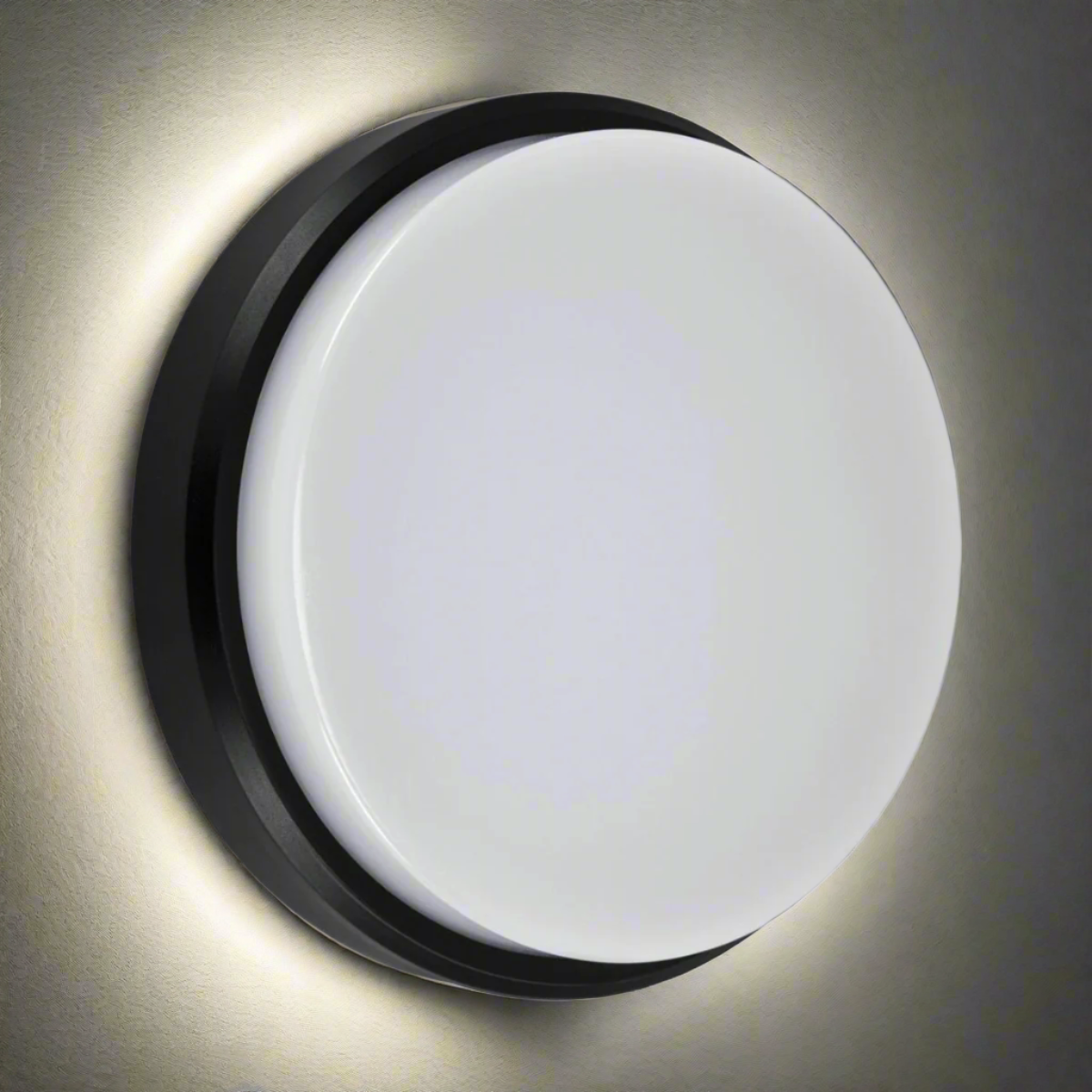 CGC KIKI Black Opal Round Outdoor Wall Or Ceiling Light Bulkhead 12W