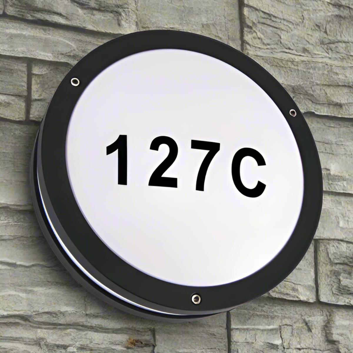 CGC STAX Round Black LED Outdoor Wall Light Bulkhead with House Number Pack