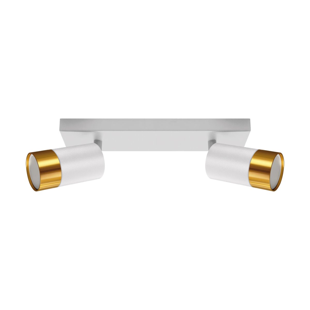 CGC PUZON White & Gold GU10 Adjustable Twin Two Head GU10 Ceiling Spotlight Bar Light