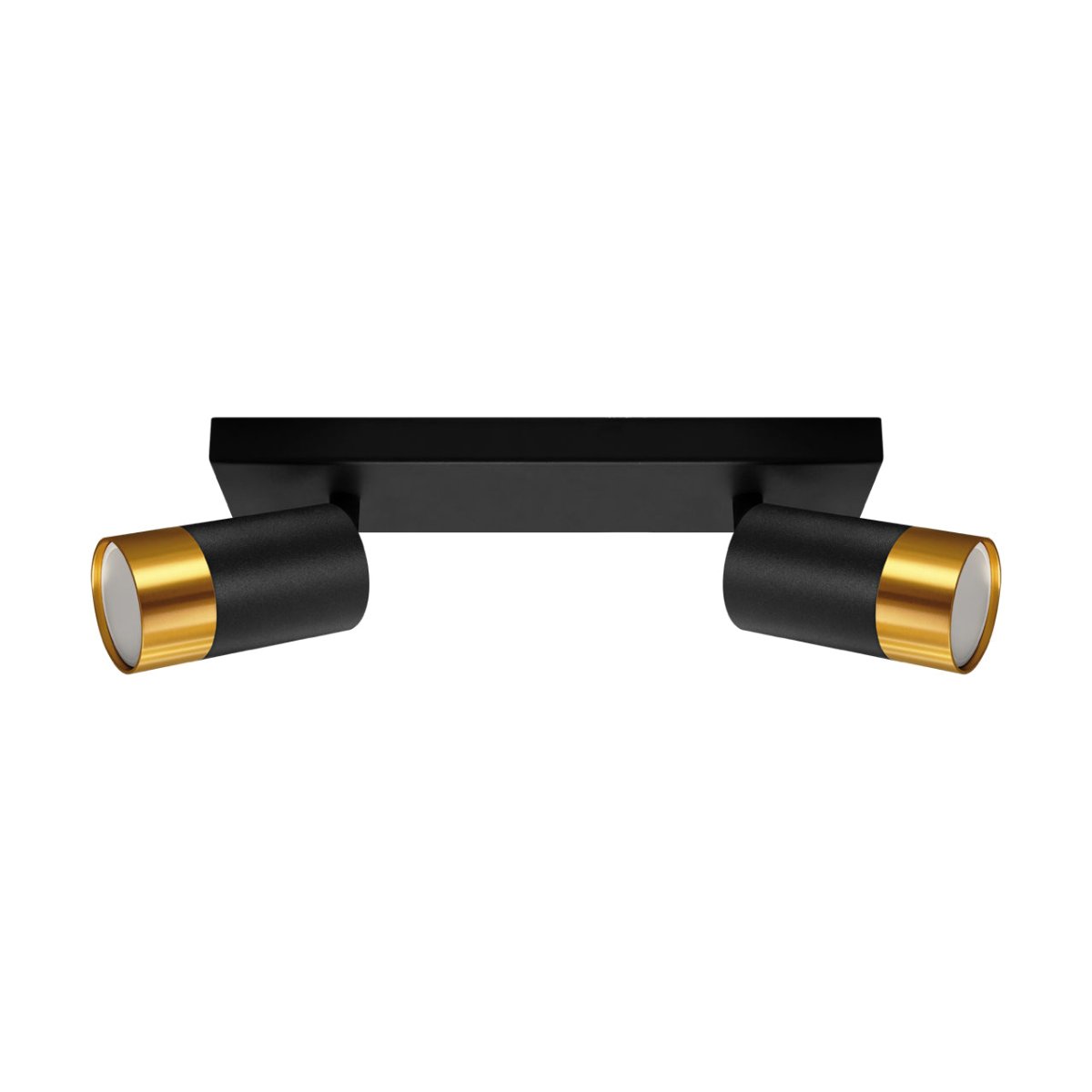 Black and gold ceiling light fixture on a white background