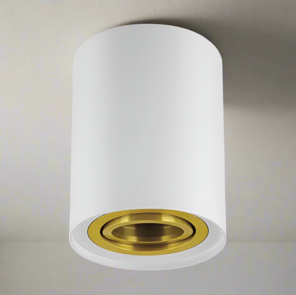 CGC PRINCE White GU10 Adjustable Surface Ceiling Downlight Flush Spot light with Gold Bezel