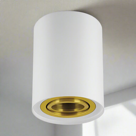 CGC PRINCE White GU10 Adjustable Surface Ceiling Downlight Flush Spot light with Gold Bezel