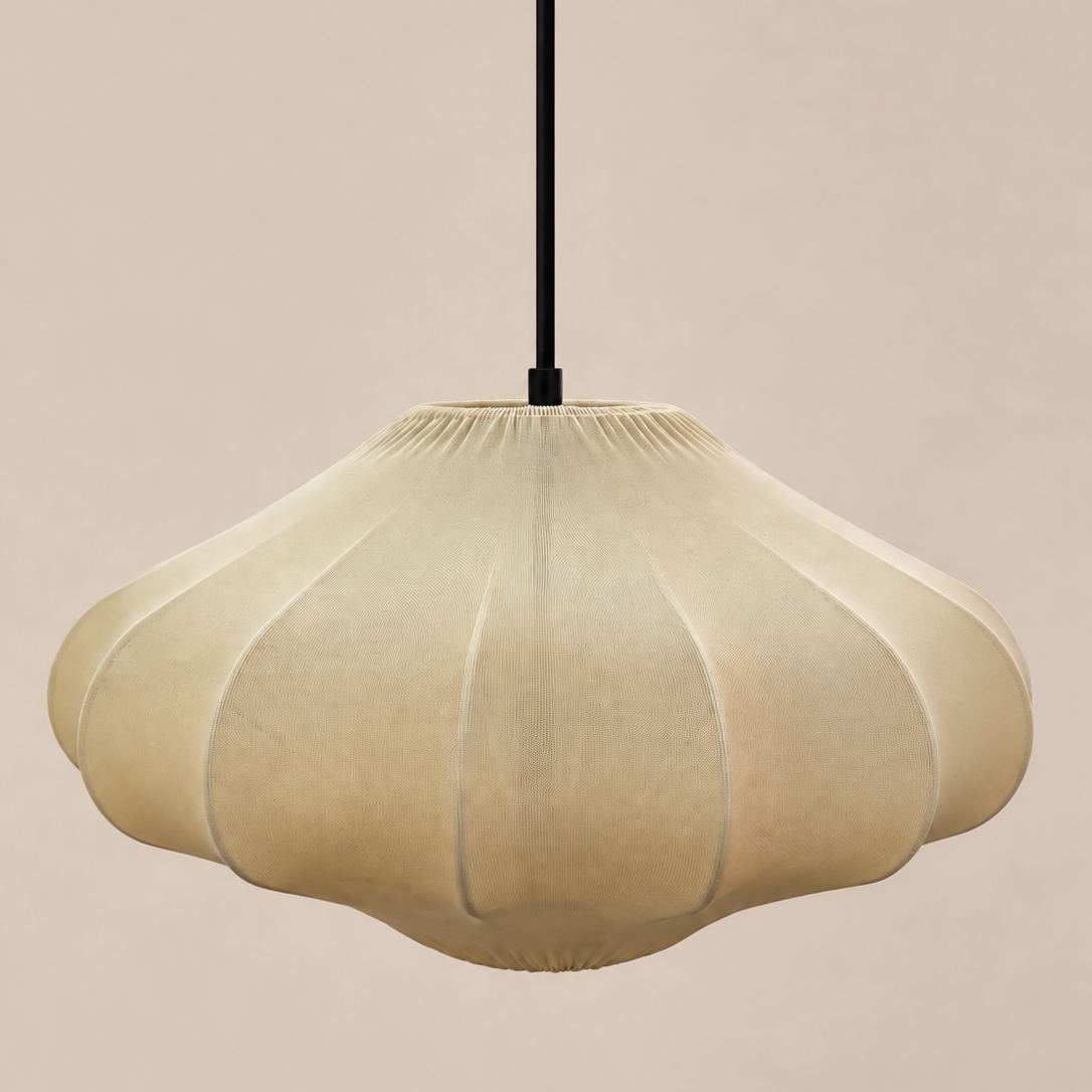 CGC Jolie Large 50cm Soft Ivory Stretch Smooth Fabric Round Seashell Lampshade