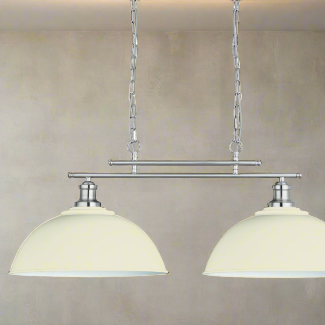 CGC OLIVE Two Head Ceiling Bar Light with Cream Shades