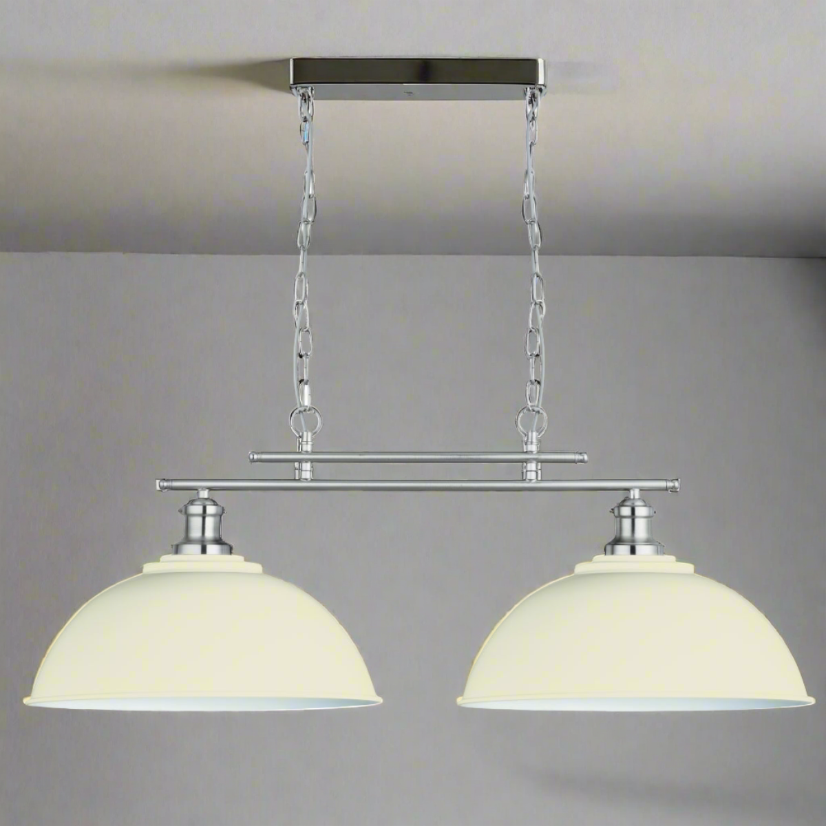 CGC OLIVE Two Head Ceiling Bar Light with Cream Shades