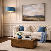 CGC Lena Cream Straight Floor Lamp with 45cm Large Velvet Lampshade