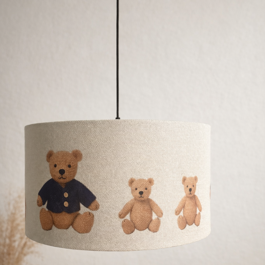 CGC BLAKE 45cm Large Oatmeal Linen Blue Teddy Bear Childrens Lamp Shade