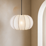 CGC LILA Cream Oval Stretch Ribbed Cotton Fabric Lampshade