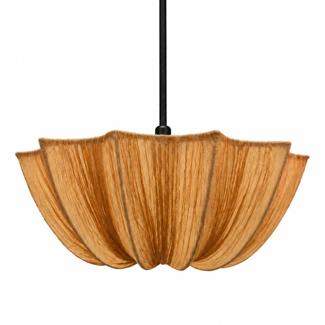 CGC Lilou Large 52cm Bronze Brown Taupe Ruffled Silk Fabric Inverted Flower Lampshade