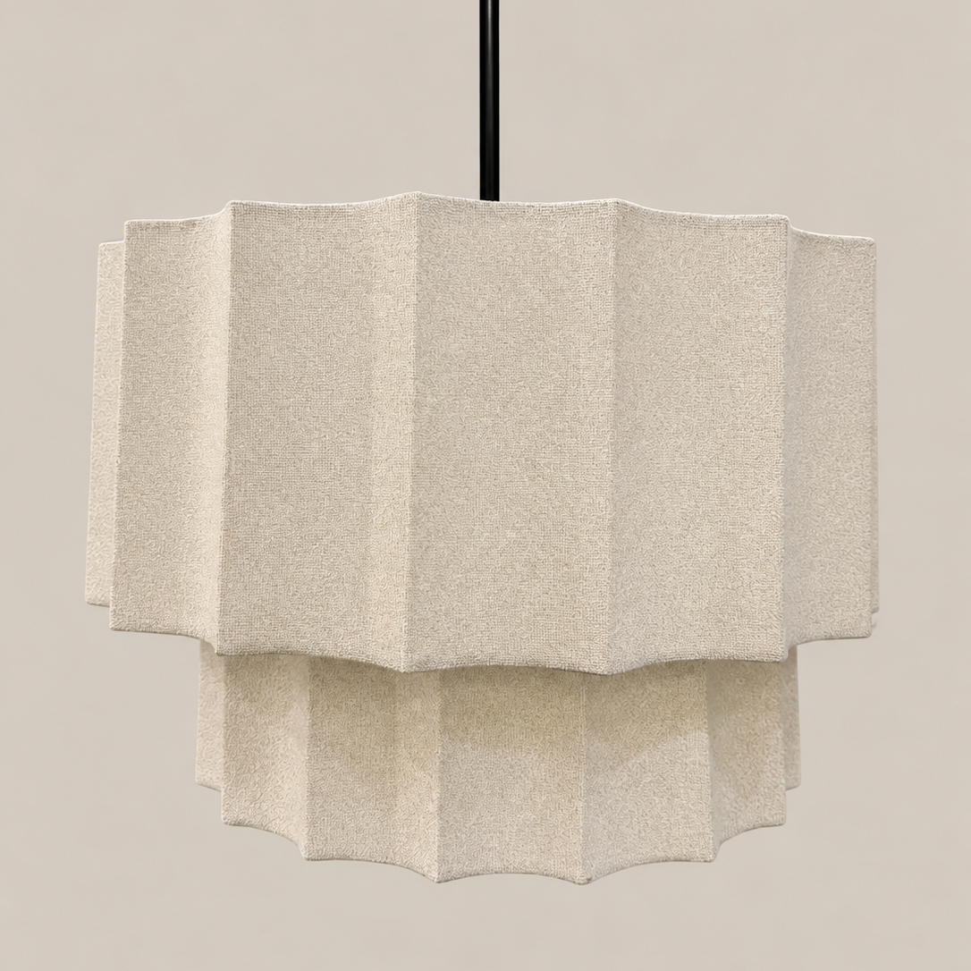 CGC Catalina Extra Large 52cm Cream Fine Linen Two Tier Inverted Scallop Lampshade