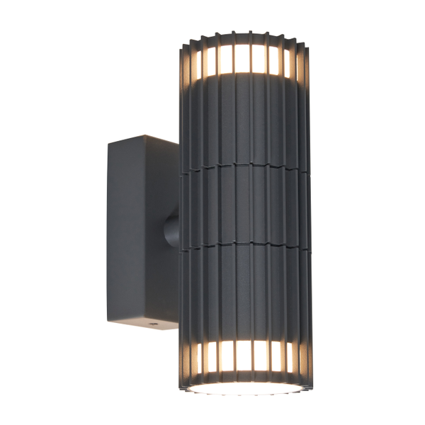 CGC LILLY Anthracite Dark Grey Ribbed GU10 Up & Down Outdoor Wall Light IP44