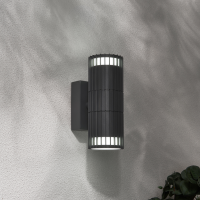 CGC LILLY Anthracite Dark Grey Ribbed GU10 Up & Down Outdoor Wall Light IP44