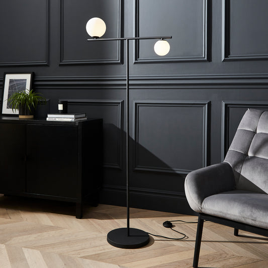 CGC NALA Black and Opal Globe Floor Lamp