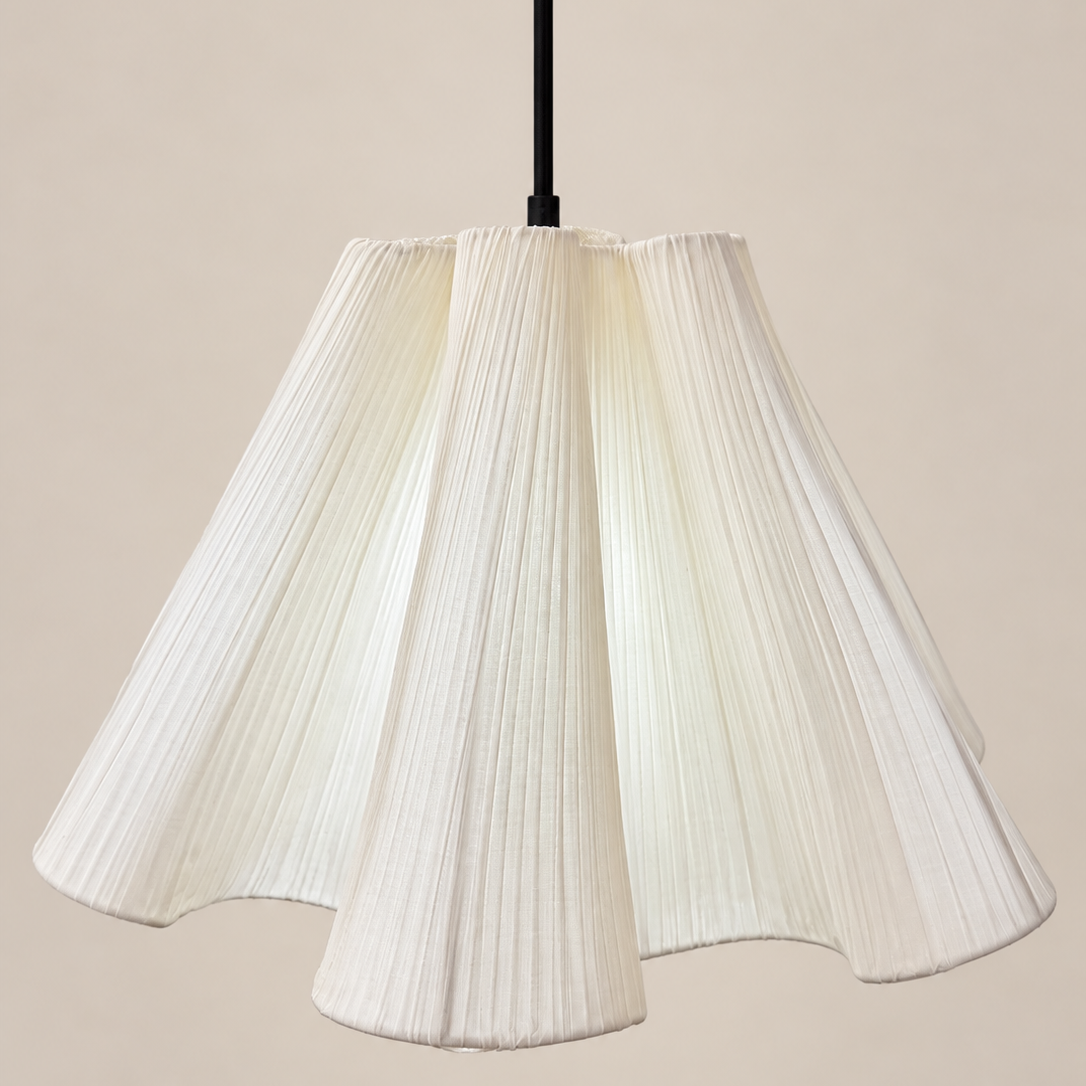 CGC Belle Flower Inspired Large 50cm Deep Scalloped Ruffled Silk Cream Lampshade