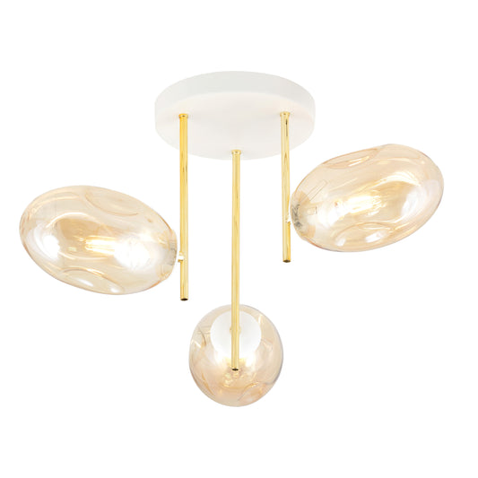 CGC ARGO 3 White Amber Glass Ceiling lamp