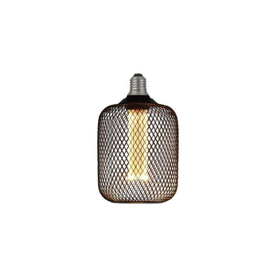 Our decorative black mesh E27 LED drum bulb provides a unique aesthetic, blending seamlessly into many decors. Made from black wire mesh in drum cross hatch pattern giving this bulb a real industrial feel. This energy-saving bulb is perfect for exposed lighting designs fits any standard E27 lamp holder.