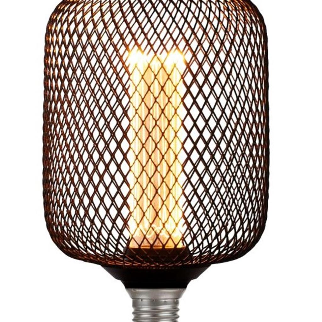 Our decorative black mesh E27 LED drum bulb provides a unique aesthetic, blending seamlessly into many decors. Made from black wire mesh in drum cross hatch pattern giving this bulb a real industrial feel. This energy-saving bulb is perfect for exposed lighting designs fits any standard E27 lamp holder.